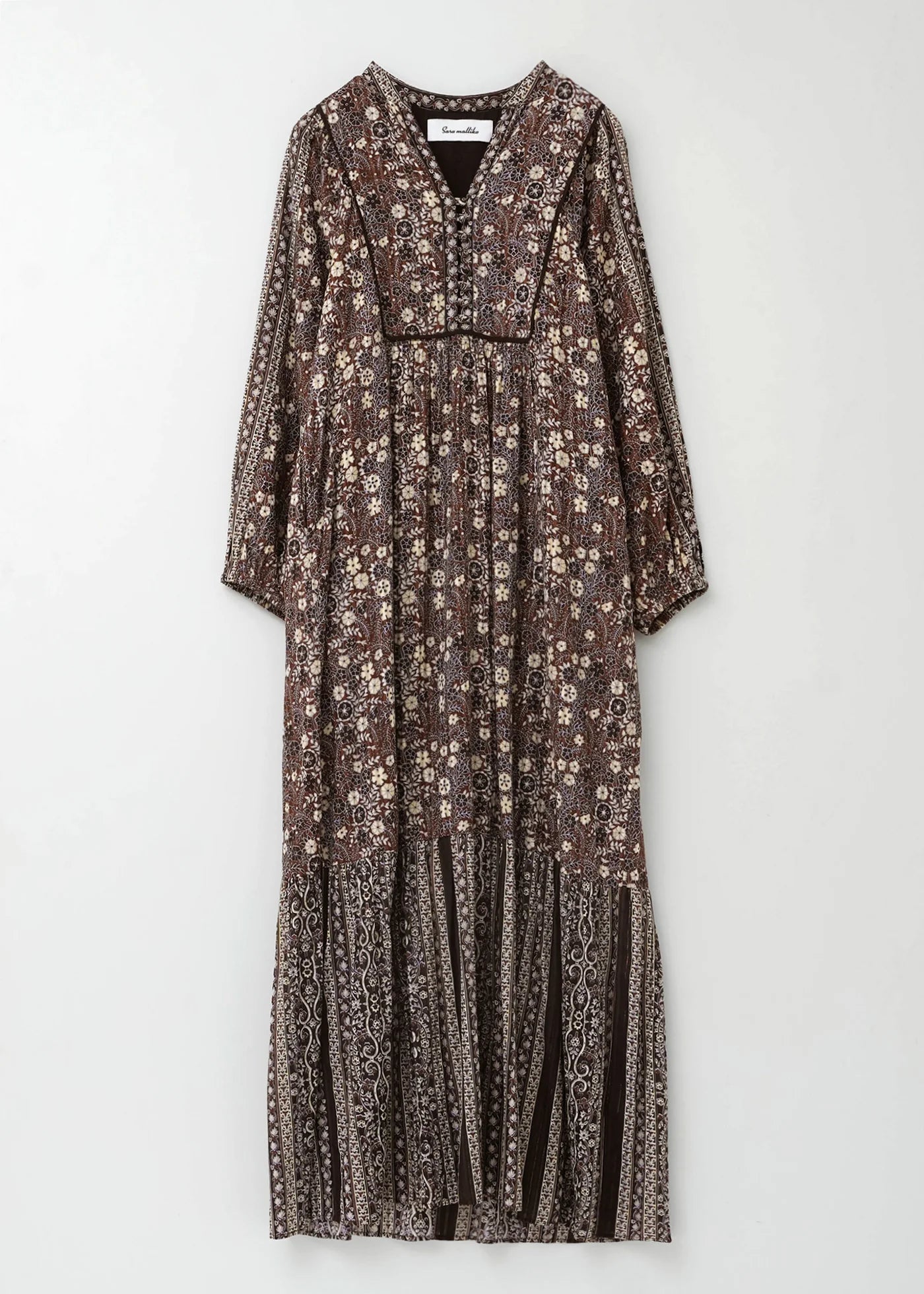 Sara mallika Cotton Jacquard Flower Print Yoke Dress – Maison ma