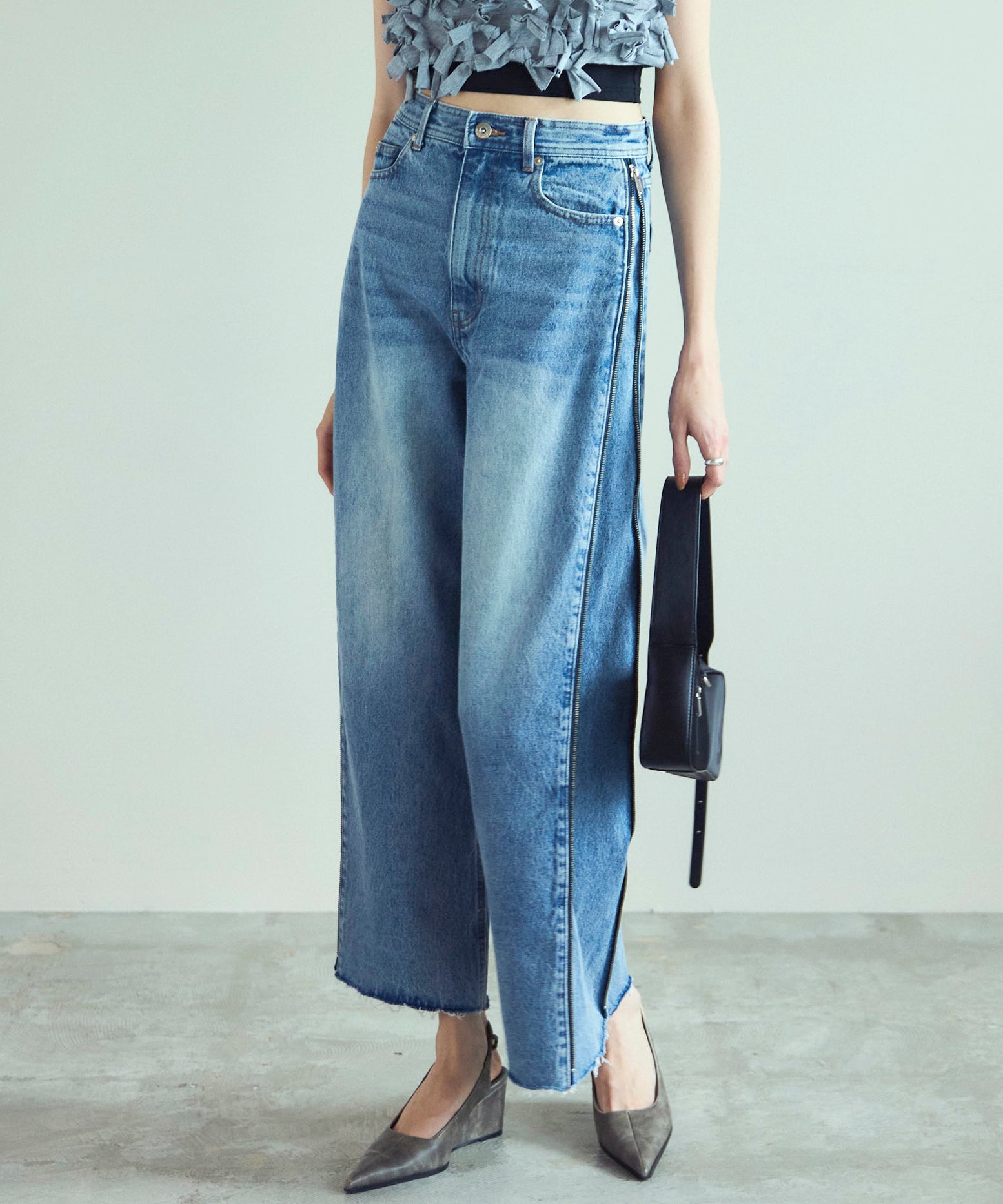 Side Long Zip Denim