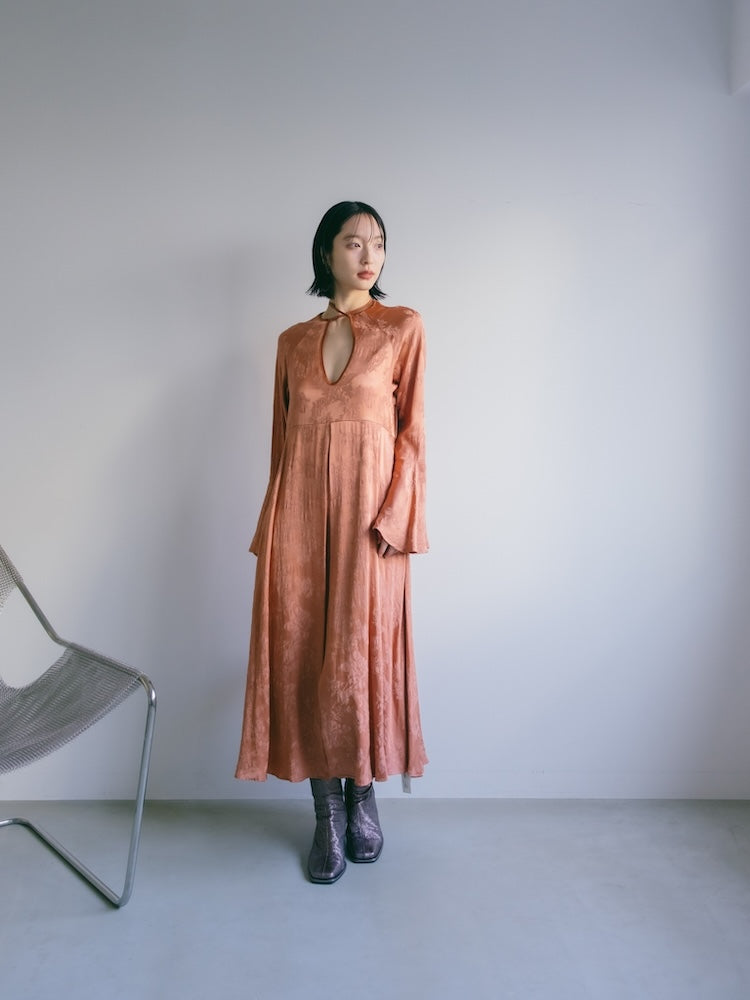 Flower Jacquard Piping Dress – MARTE