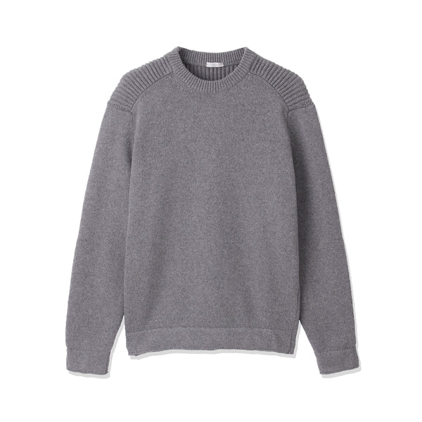 干場別注】カシミヤミドルゲージ コマンドニット グレー – MINIMAL