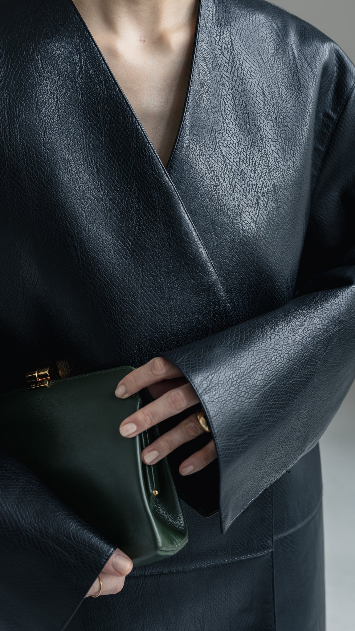 Collarless Leather Jacket(black) – NEAU