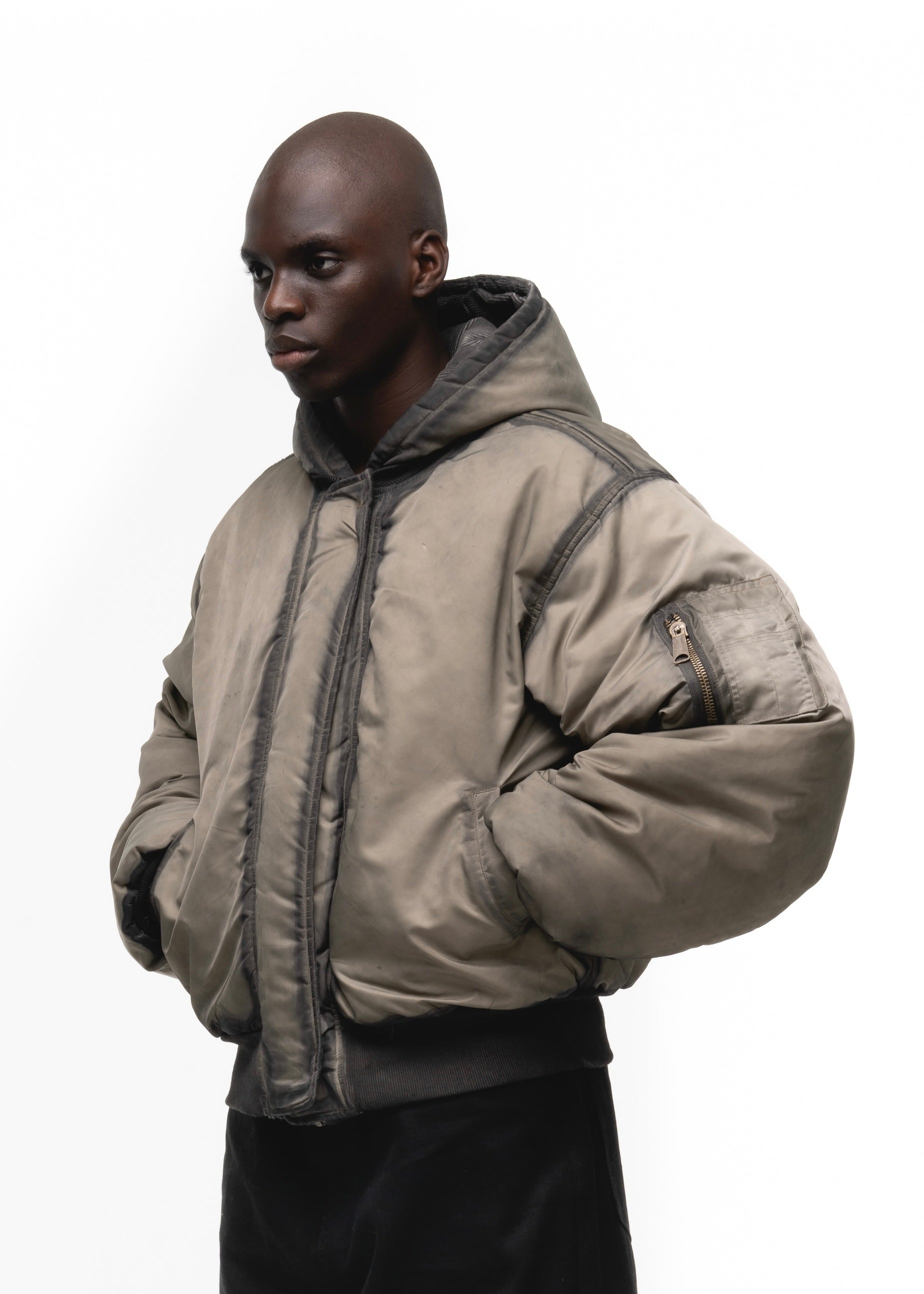 REVERSIBLE ONYX BOMBER JACKET BEIGE – NO/FAITH STUDIOS