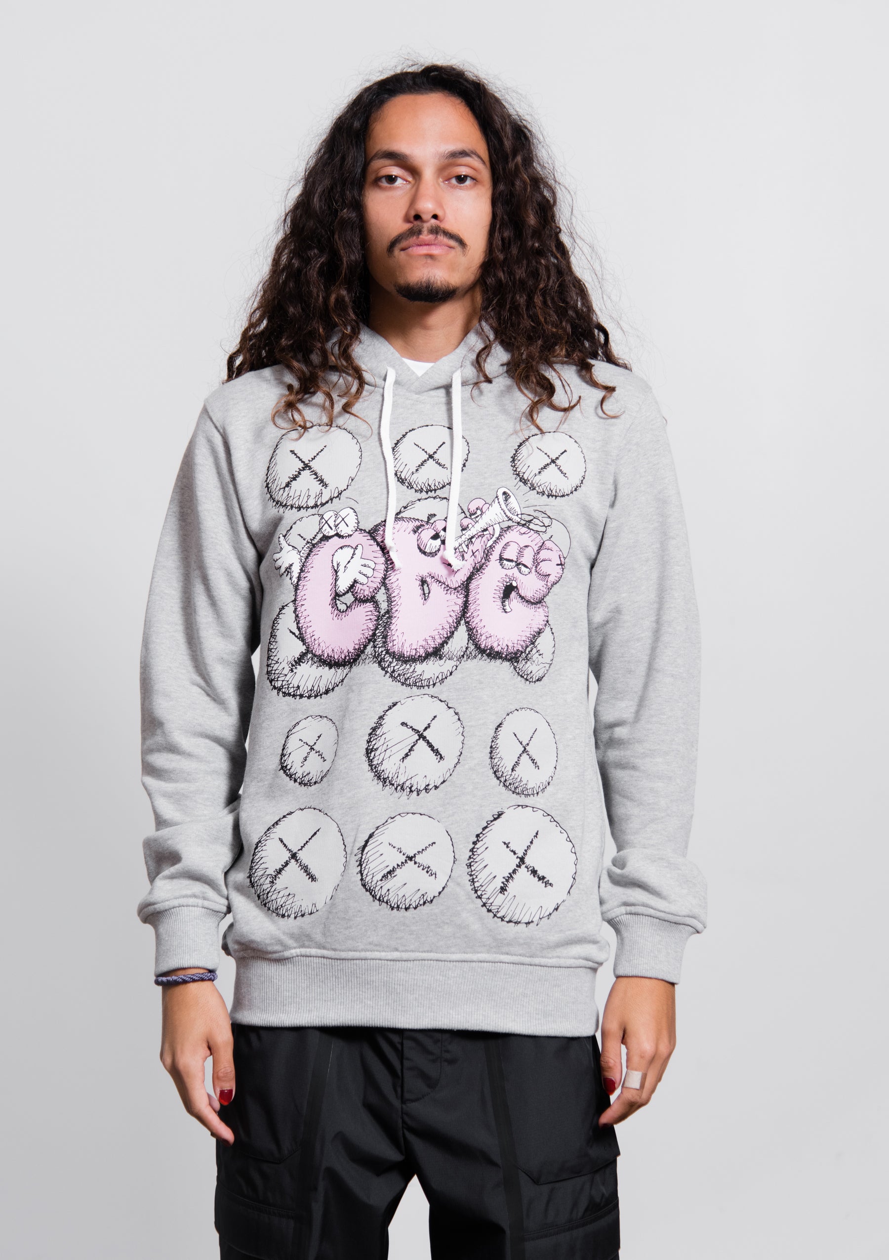 Kaws CDG Logo Hoodie Grey T001 – NOMAD