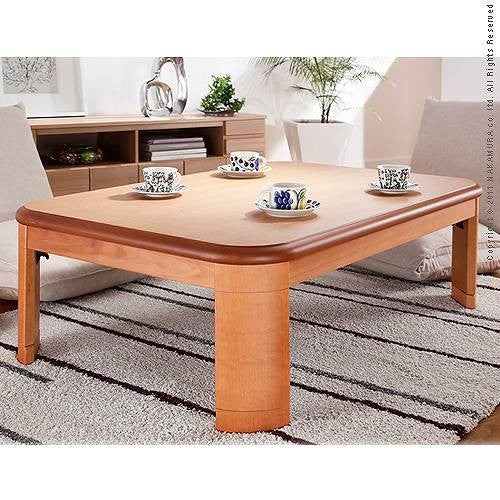 こたつ 長方形 楢ラウンド折れ脚こたつ 120x80cm 折脚 継ぎ脚 角が丸い