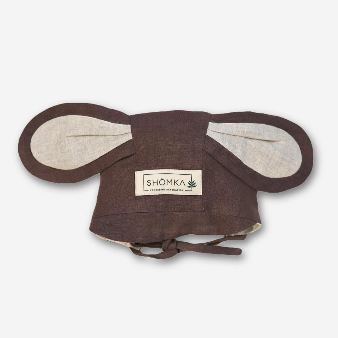 Puppy Linen Bonnet (Straight/Neutral) - Chocolate [SHOMKA/ショムカ