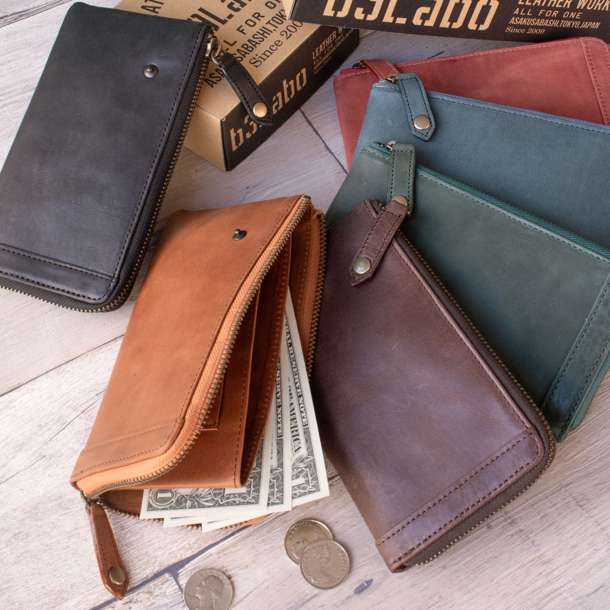 本革製 カジュアル長財布「モストロ L字ファスナーロングウォレット