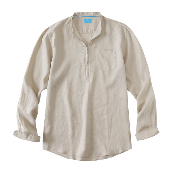 Men's 100% Linen Half-Zip Pullover Shirt – BourhaanUSA