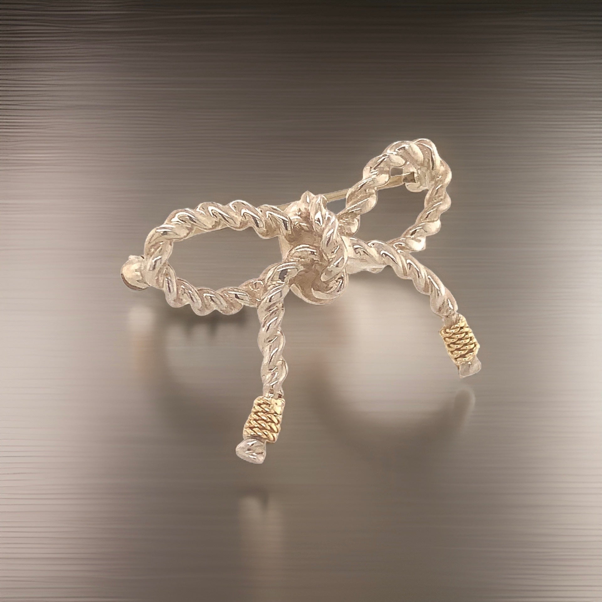 Twisted Rope Bow Brooch Pin – Tiffany & Co Estate Silver & 14k