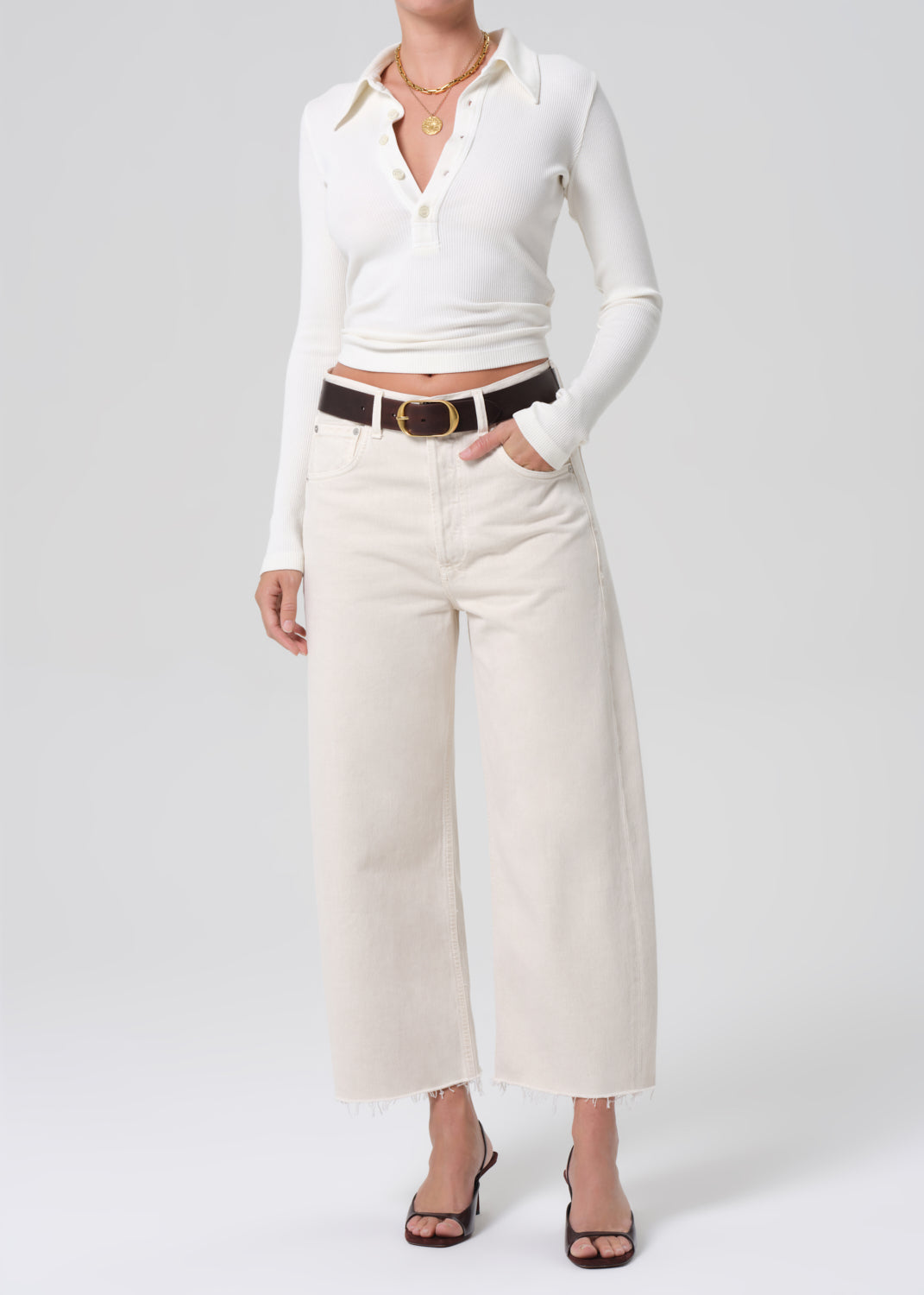 Ayla Raw Hem Crop in Almondette – Citizens of Humanity