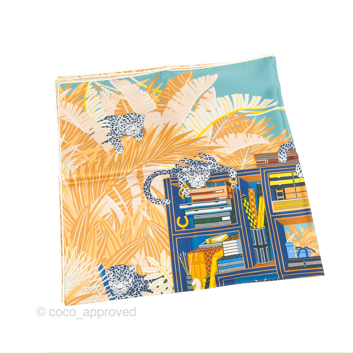 Hermès Les Douze Leopards Double Face Silk Scarf 90 – Coco