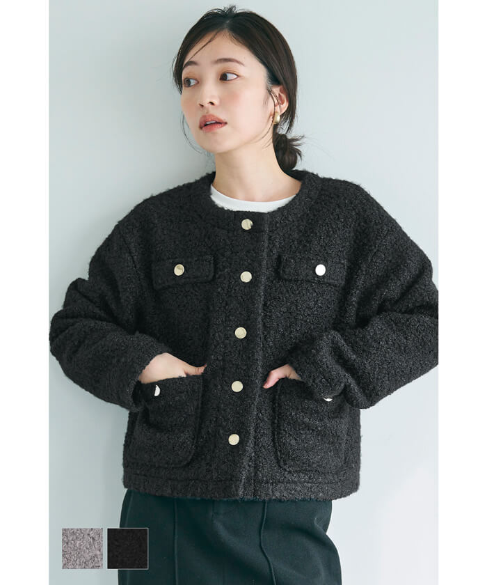 セール☆3990円→2490円 ボア金ボタンジャケット レディース メール便