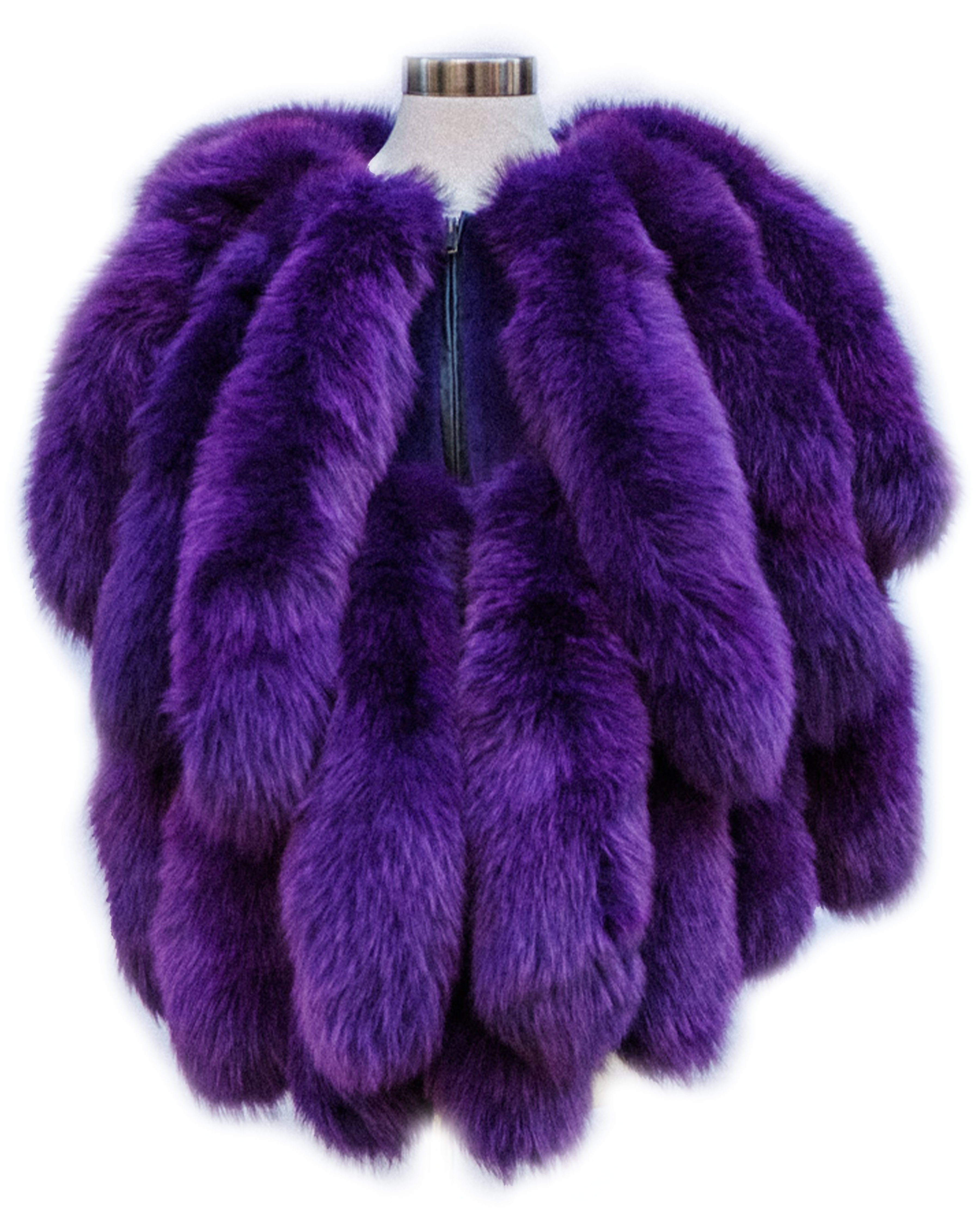 Kashani Women's Purple All Over Fox Tails Fur Poncho – Dudes Boutique