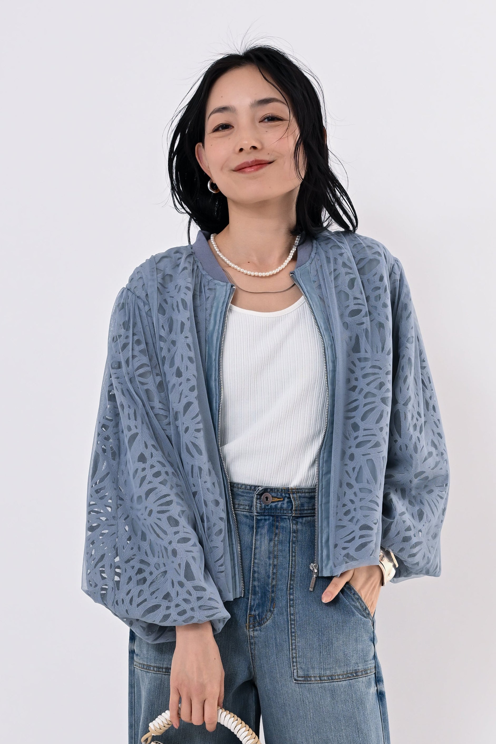 レイヤードレースブルゾン｜ライトアウター｜good mood madam ( グッド