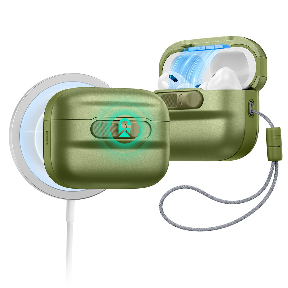 ESR Pulse FlickLock グリーン AirPods Pro 3 MagSafeケース｜落下保護