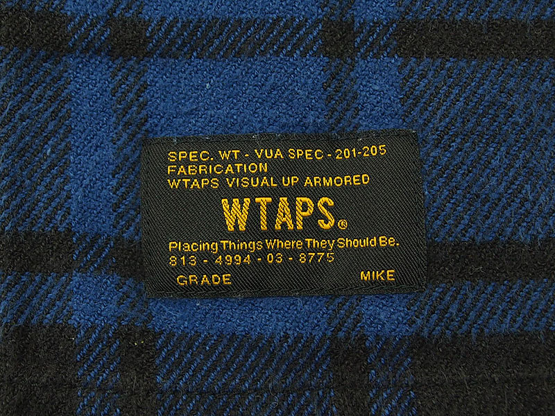 WTAPS 'UNION L/S'チェックネルシャツ ブルー 青 M ダブルタップス