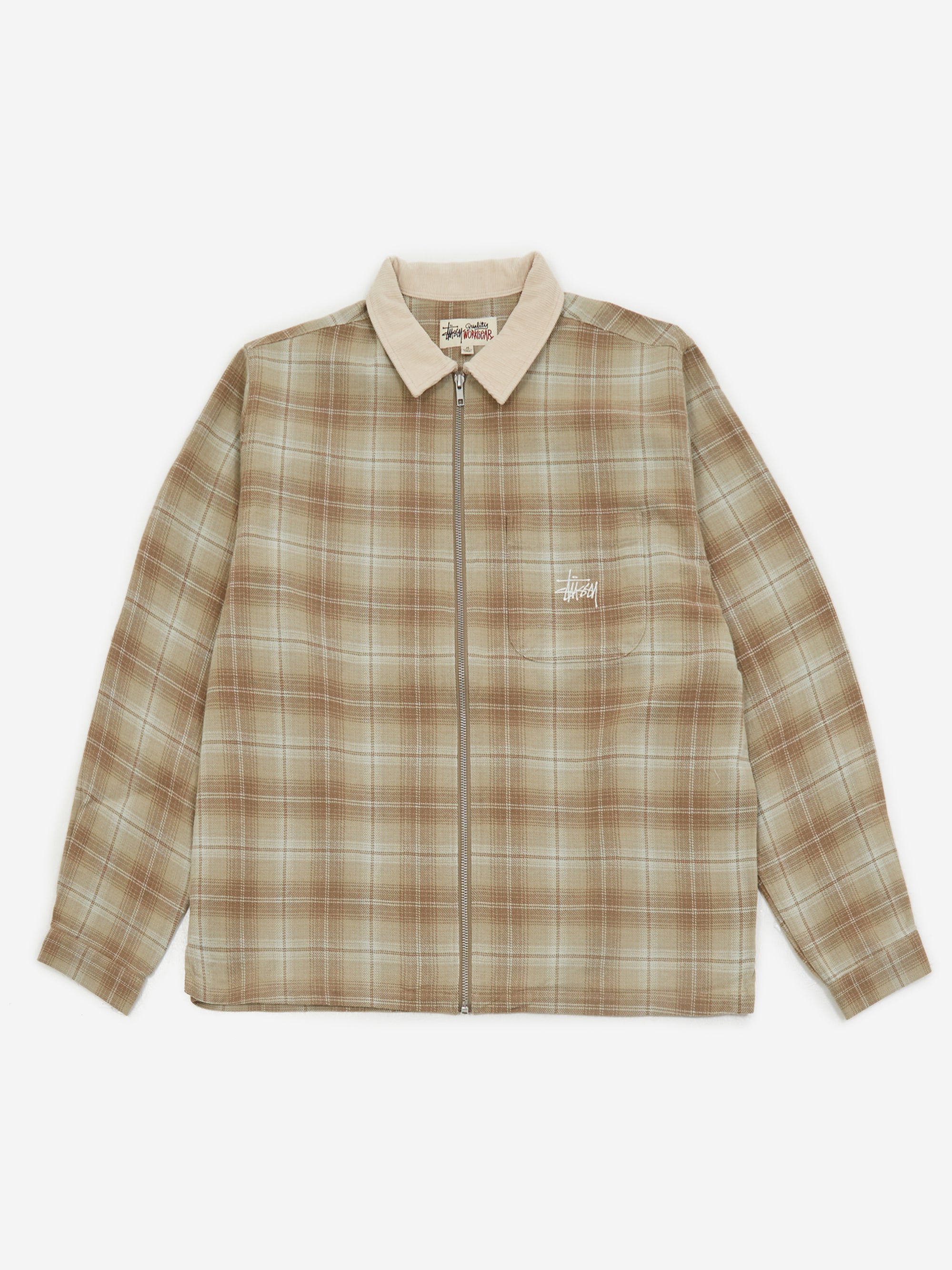 Stussy Frank Plaid Zip Shirt - Tan – Goodhood