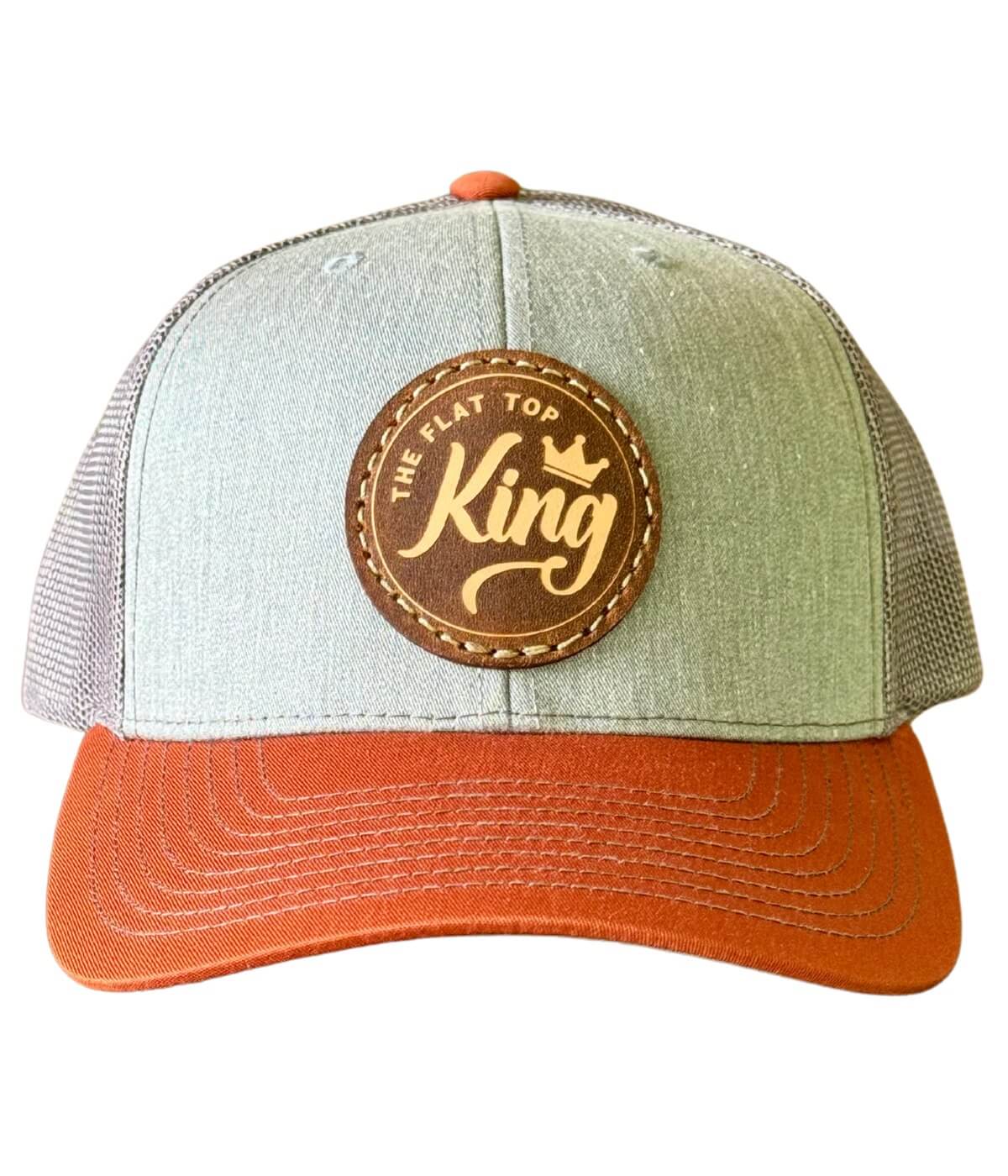 Heather Grey/Orange Leather Patch Hat - The Flat Top King