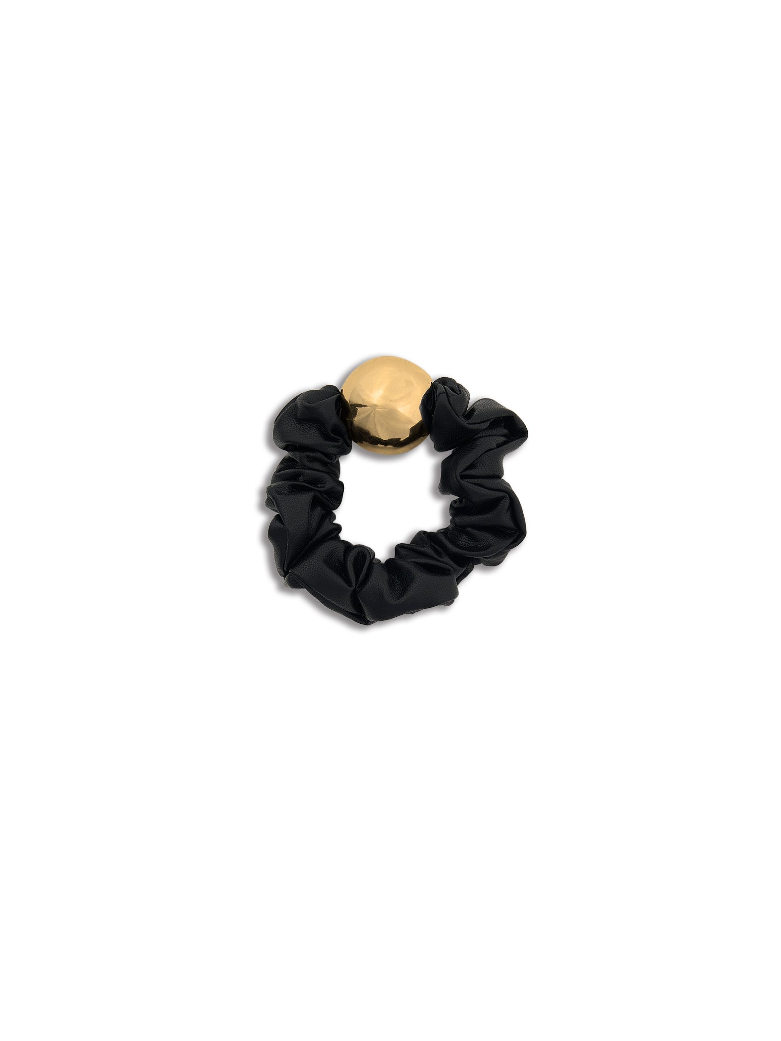 Metal Ball Leather-Style Scrunchie - Gold – heyep