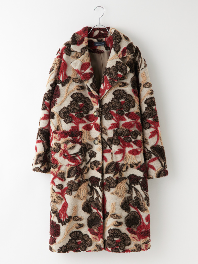 ニードルパンチフラワーロングチェスターコート la primavera online store