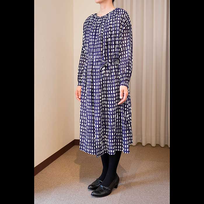 mina perhonen ミナペルホネン sora check ギャザーネックワンピース