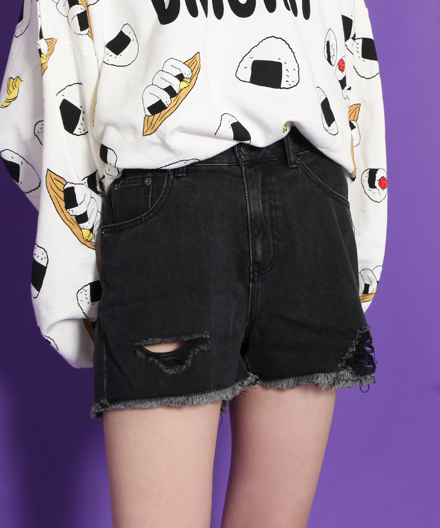 ダメージデニムショートパンツ[商品：PN24T-001] - PUNYUS Online