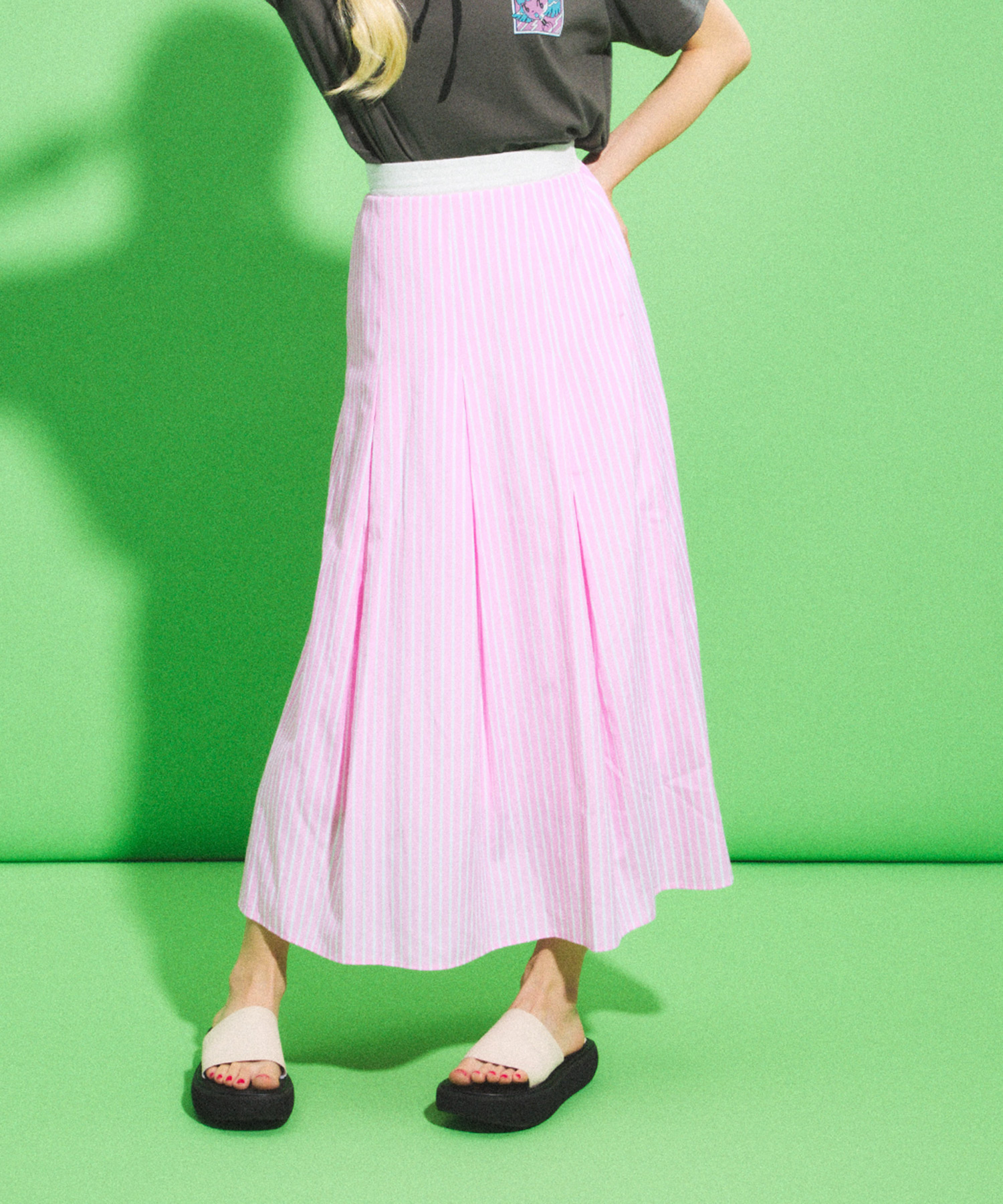 ダブルウエストストライプスカート[商品：PN25SS-041] - PUNYUS Online