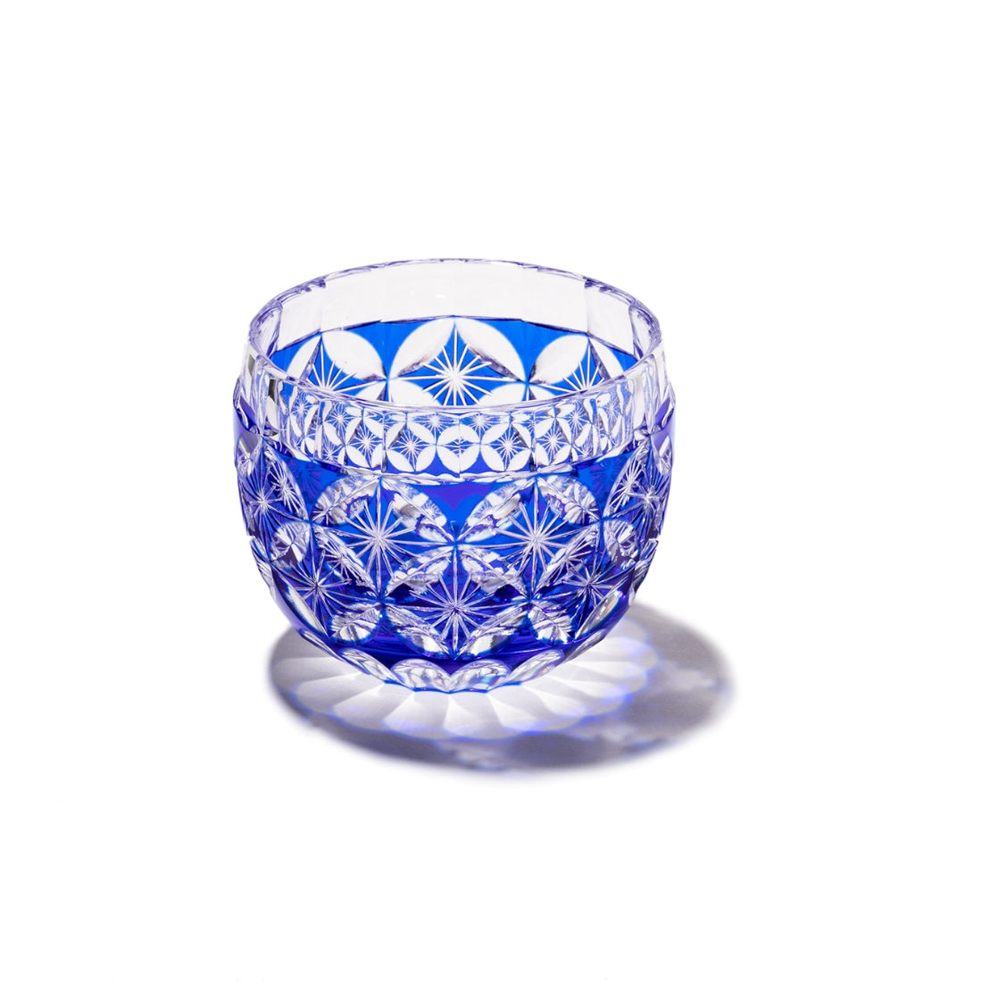 江戸切子 ぐい呑み｜菊七宝｜瑠璃｜山田硝子