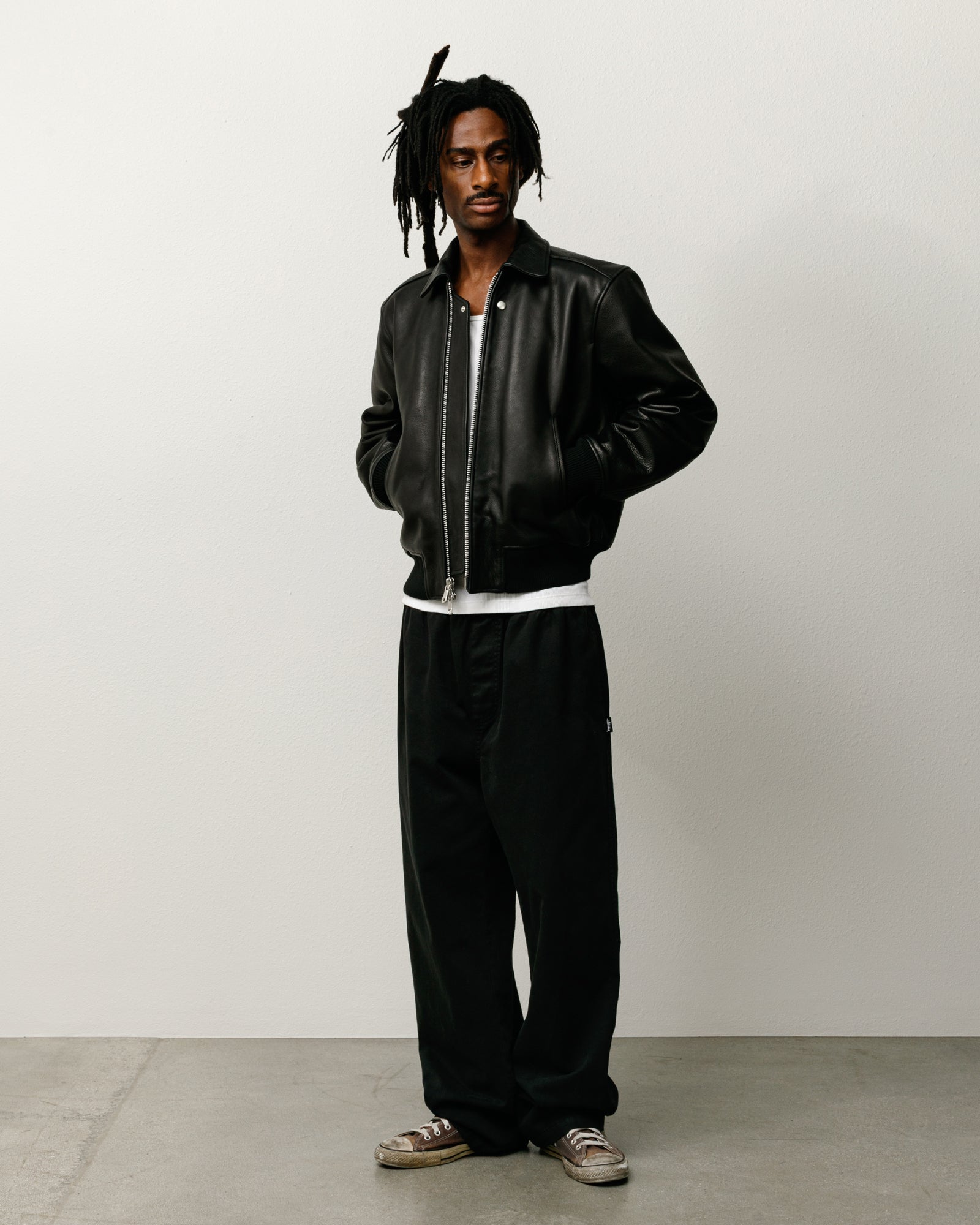 Leather Flight Jacket – Black | Outerwear | Stüssy Japan