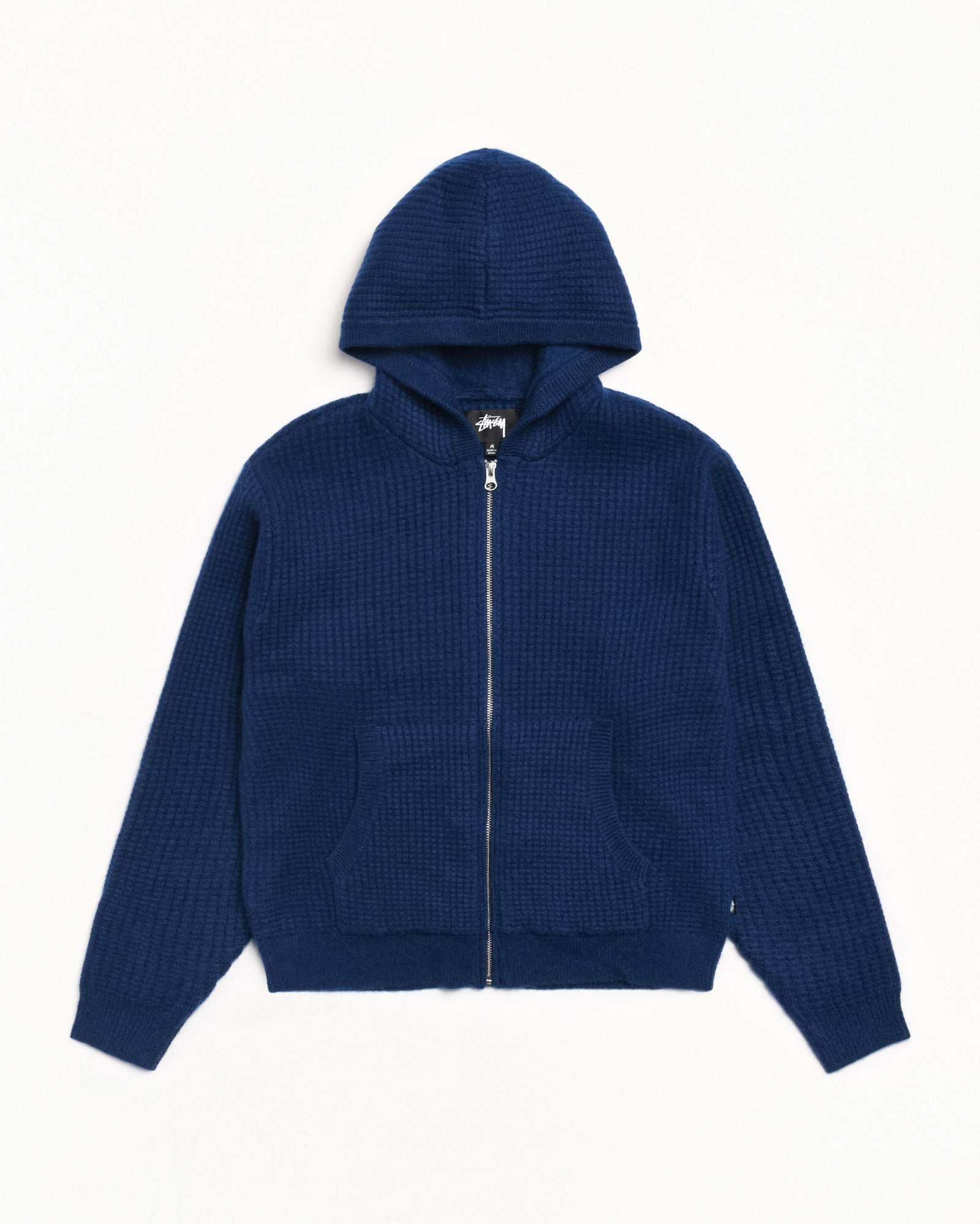 Waffle Cashmere Zip Hood Sweater – Navy | Sweaters & Knits