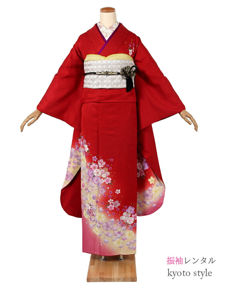 ポリエステル振袖 ストライプ柄 モダン 身丈166cm