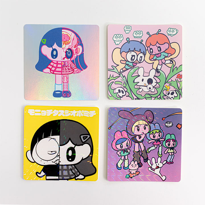 Sticker lottery 4 types A set / Sushio x Monyochita Pomichi