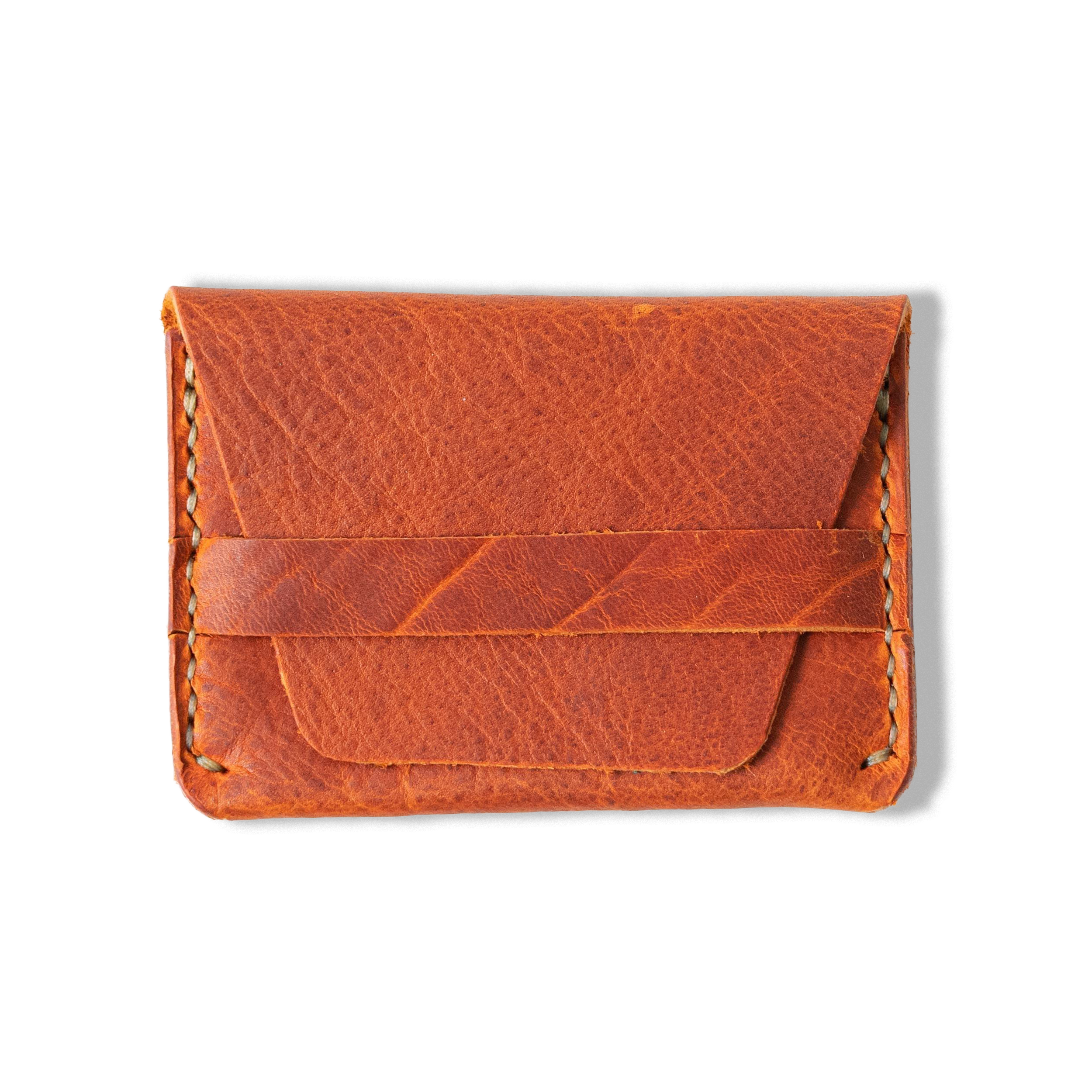 Orange Bison Flap Wallet | Leather Wallets made in America at KMM