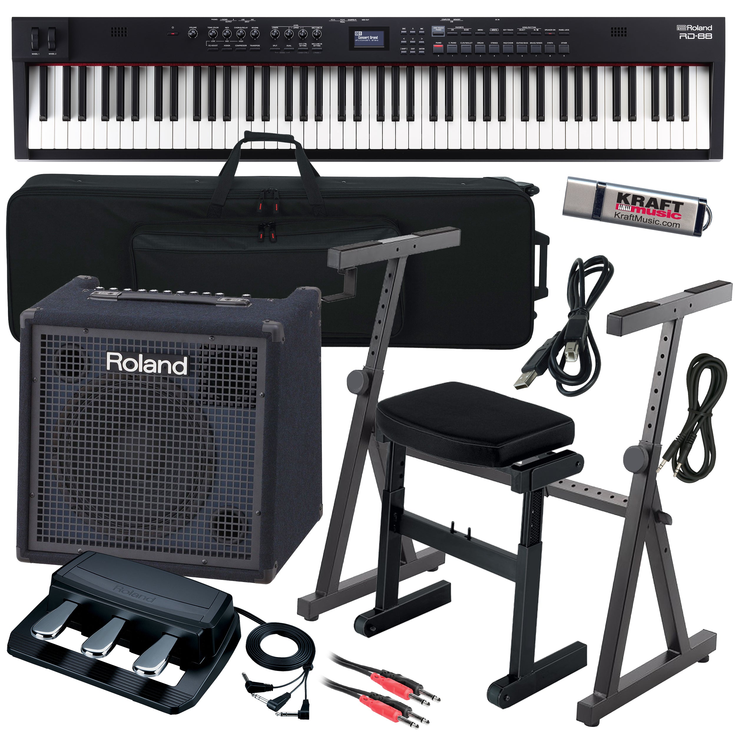 Roland RD-88 EX Stage Piano COMPLETE STAGE BUNDLE – Kraft Music