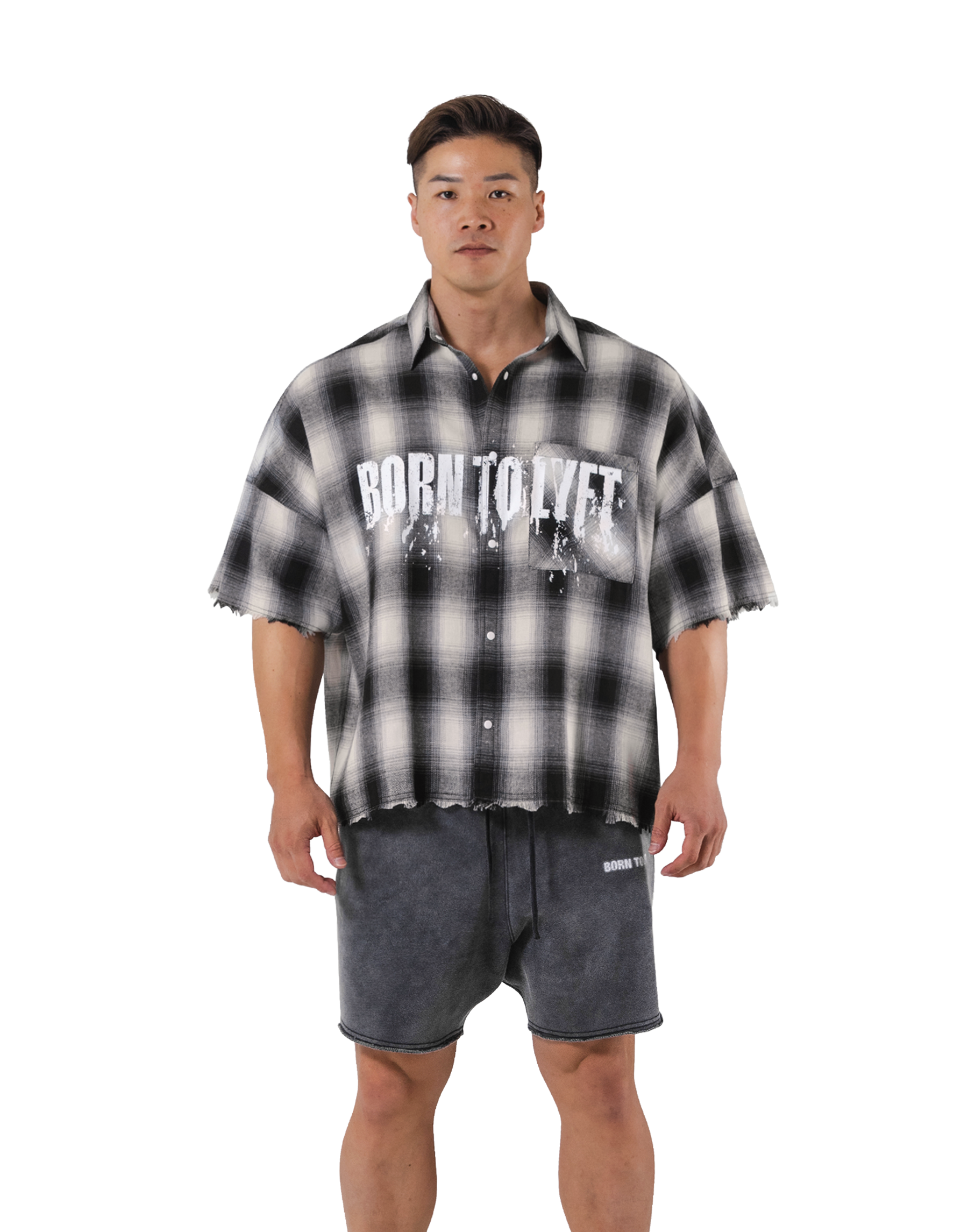 Oversize Cut-Off Check Shirt - Black – LÝFT
