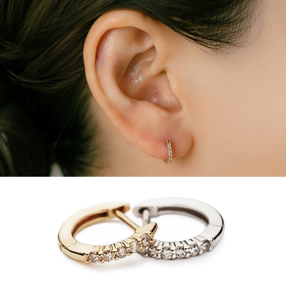 K18ゴールド プラチナ ダイヤモンドフープ 0.05ct│ 小振りで使い