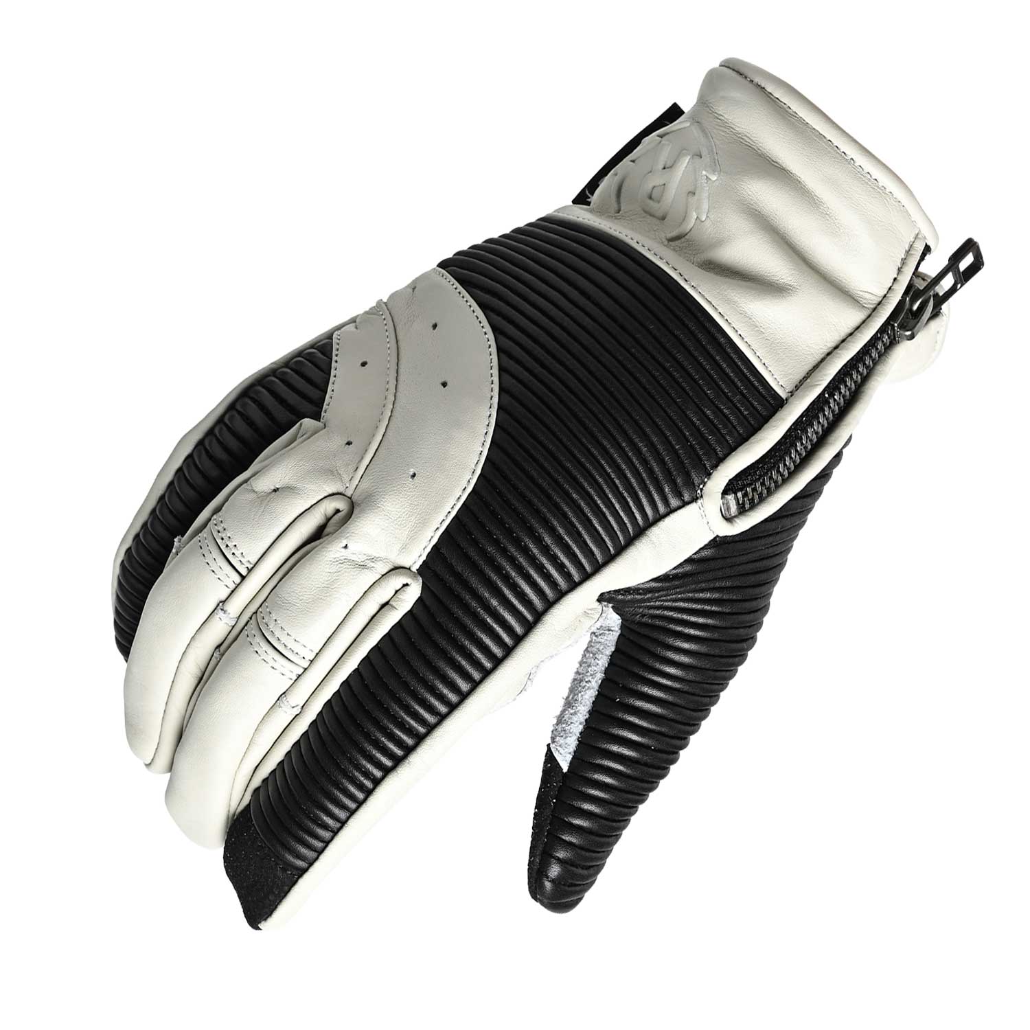 RIDEZ MOTO GLOVES VOLTAGE バイク用 レザーグローブ WHITE/BLACK