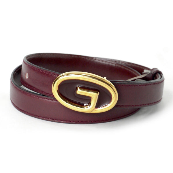 OLD Gucci Gバックル レザー細ベルト（ボルドー） – Vintage Shop Rococo