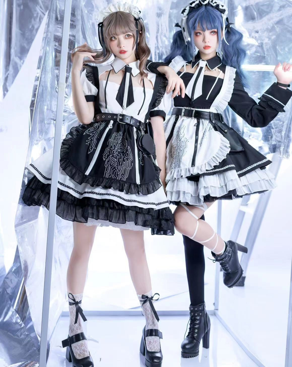 予約販売】SFメイド ゴスロリエプロン付き半袖ワンピース – ロリータ