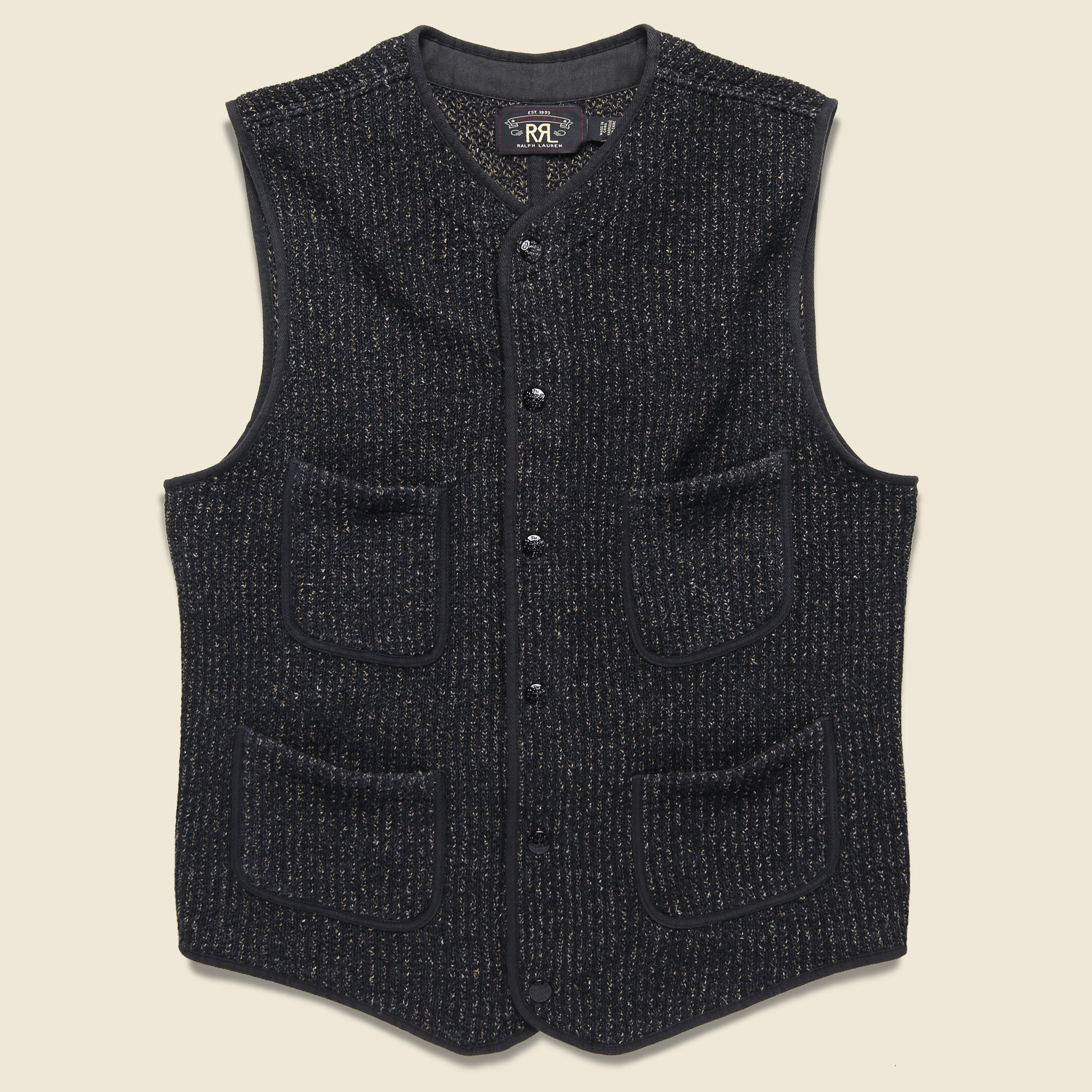 Browns Beach Snap Front Vest - Black Indigo