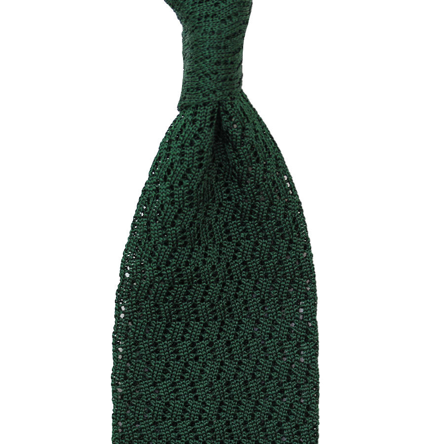 Zigzag Silk Knit Tie - Green | Shibumi Firenze