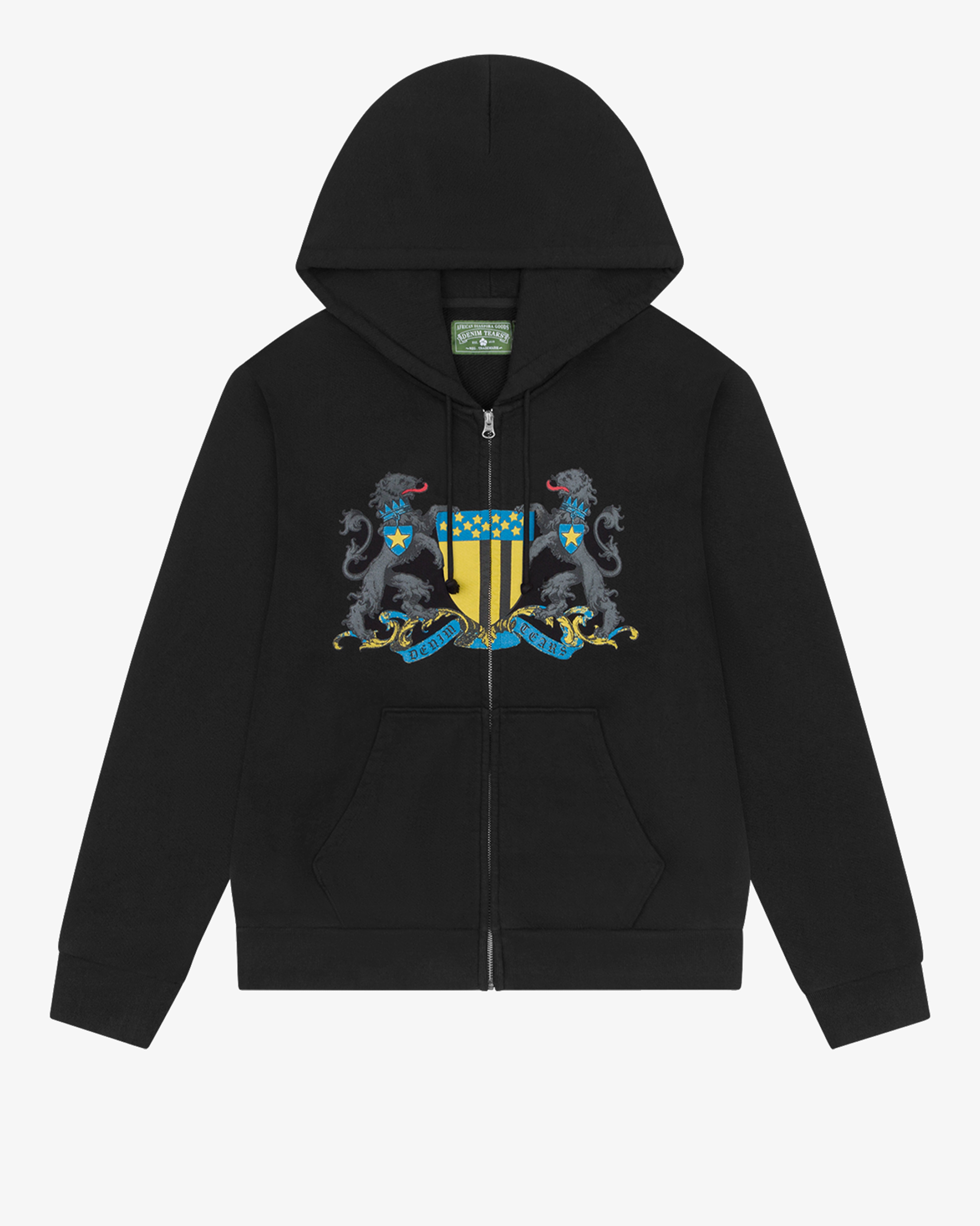 DENIM TEARS: Coat Of Arms Zip Up (Black) | DSMG E-SHOP