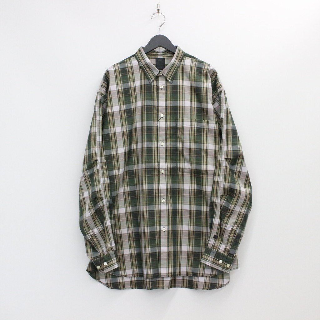 TECH REGULAR COLLAR SHIRTS L/S PLAIDS #GREEN CHECK [BE-85022W]_