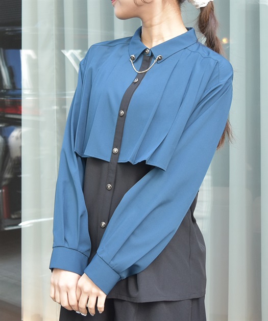 チェーン付プリーツシャツ | axes femme online shop