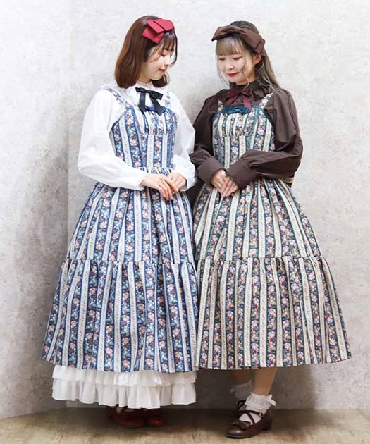 ストライプローズ柄ジャンスカ | kawaii | axes femme online shop