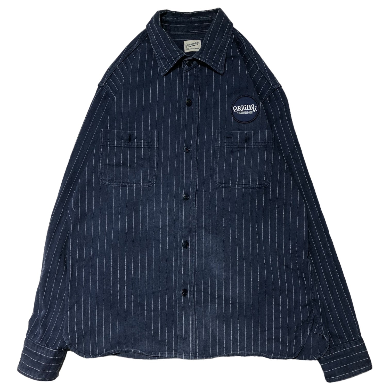 TENDERLOIN(テンダーロイン) T-G.S SHT SO ワッペン付ストライプシャツ