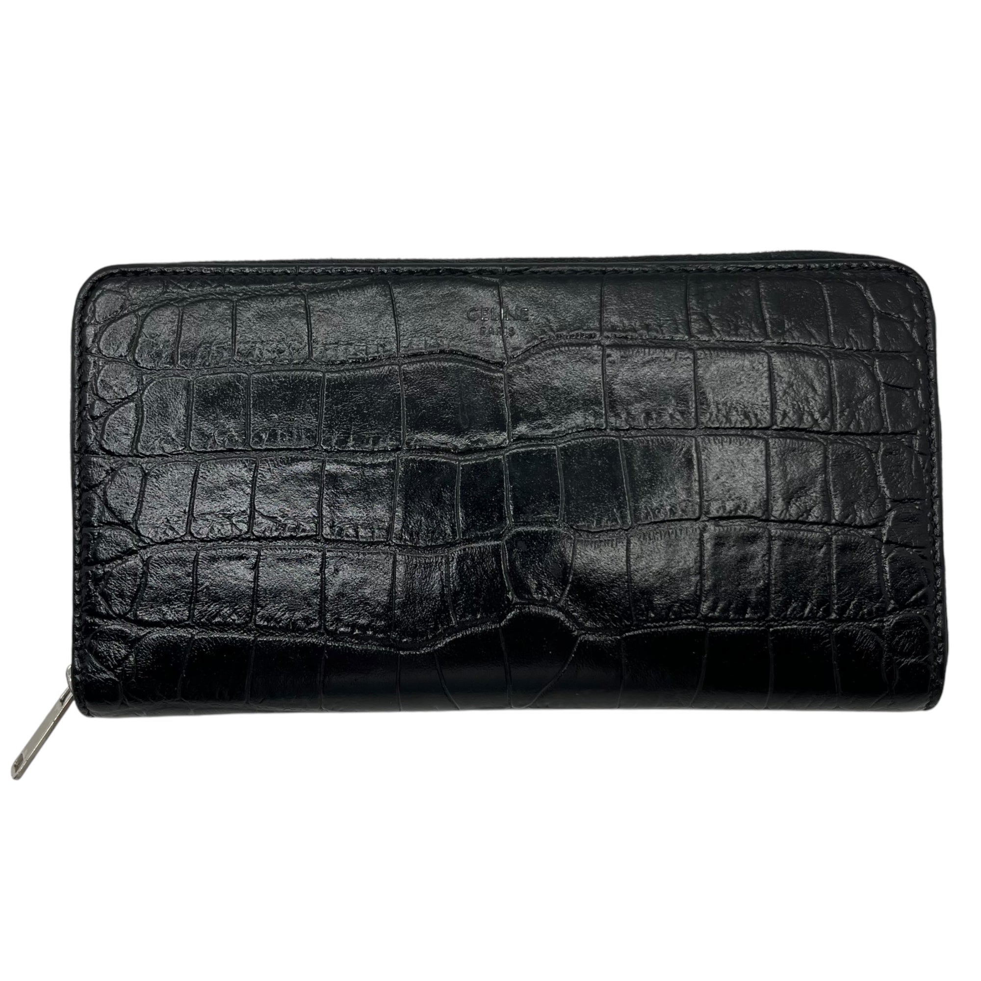 CELINE(セリーヌ) Croco-embossed leather round zip wallet