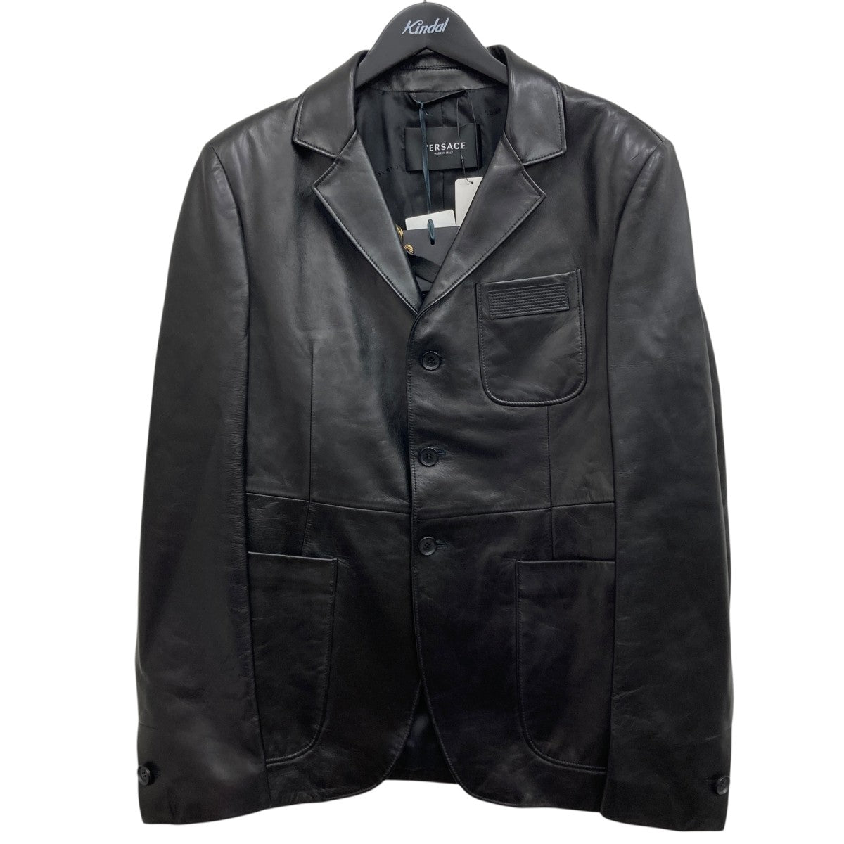 VERSACE(ヴェルサーチ) レザーテーラードジャケット 1004511 ブラック