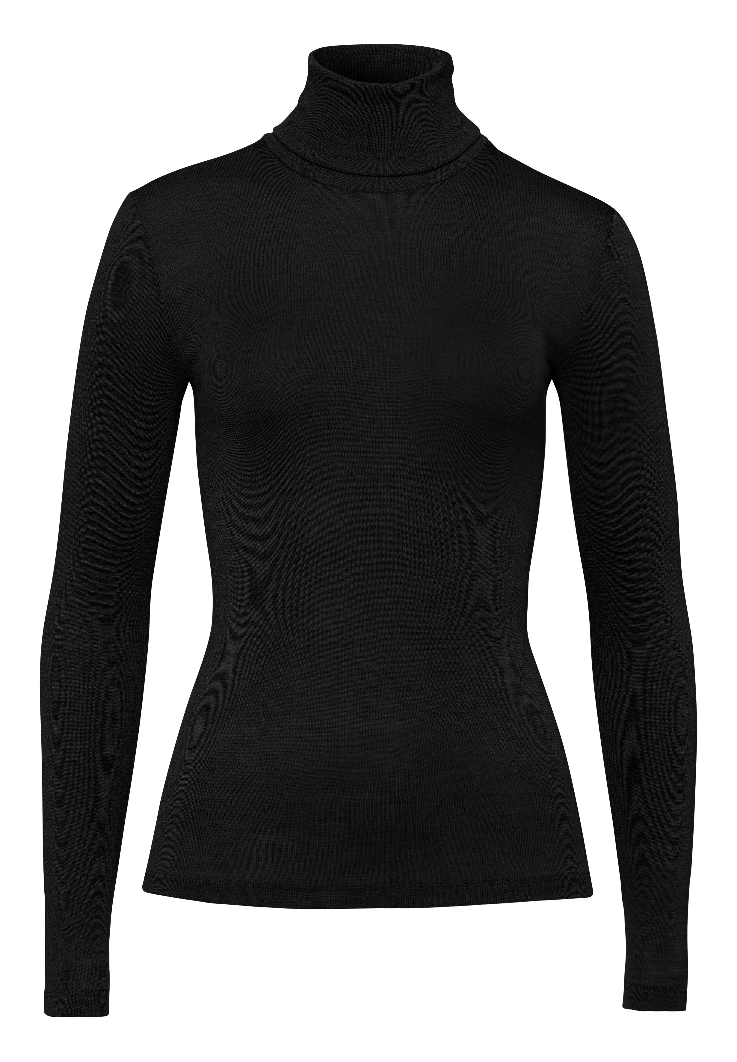 Woolen Silk W Wool and Silk Turtleneck | Black 71423-018 – HANRO