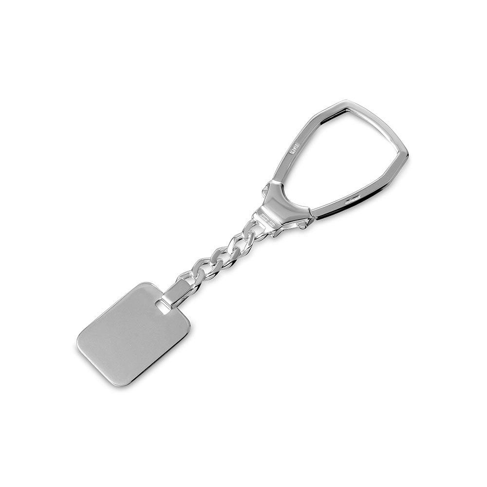 Silver 925 High Polished Rectangle Key Chain - KEYCHAIN13 | Silver