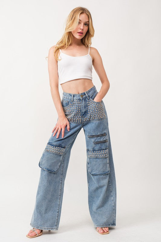 Andrea Studded Wide Leg Pants – Simply Chrisel